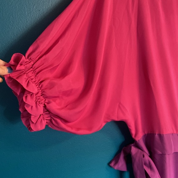 New York & Company Color-block Dolman Ruffle Sleeve Midi Dress - Picture 5 of 13